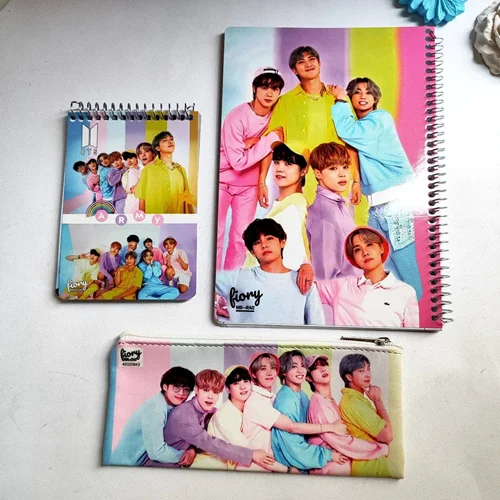 ست دفتر و جامدادی و دفترچه bts